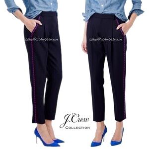 J.Crew Collection NWT beaded side stripe navy tuxedo ankle pant *shop@iamwarrior